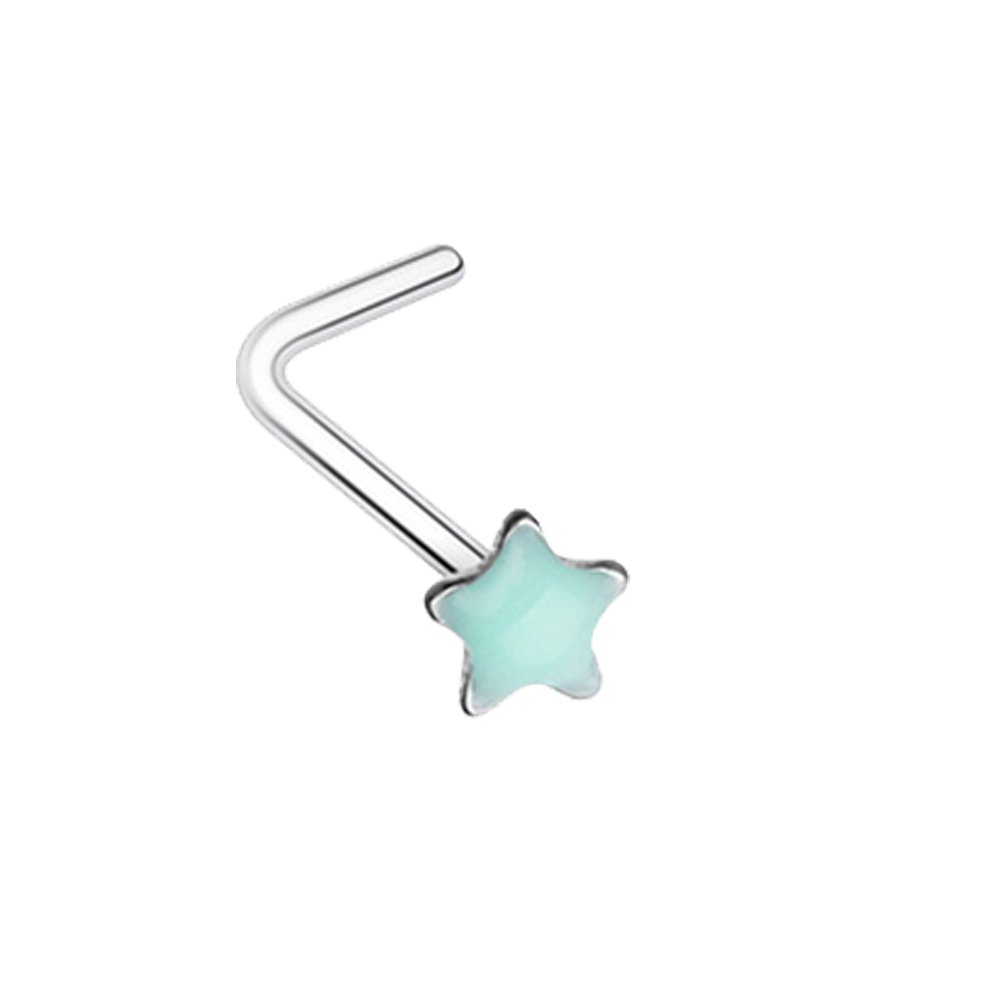 Inspiration Dezigns Illuminating Glow in The Dark Star L-Shape Nose Ring (Sold Individually)