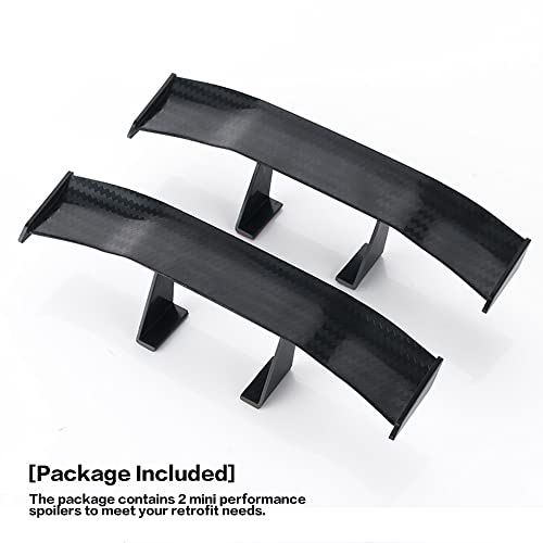 2 Pcs Car Mini Spoiler Wing,6.7 Inch Car Tail Wing Mini Auto Carbon Fiber Texture Decoration Without Perforation,Universal Mini Tiny Trunk Spoiler Auto Exteriores Rear Tail Wings For Most Cars #TOP2