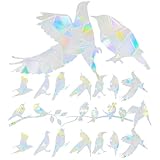 Beavorty 3d Vogel Aufkleber Pvc Fensterdeko Antikollisionsfolie für Glasflächen Vogelschutz mit Starkem Halt 20 Stück Bunte Fenstersticker für Wohnraumdekoration