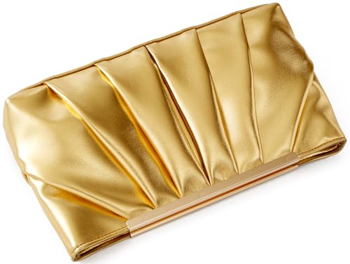 Image of Clutch Purse Dressy Pleated Formal Evening Bag Simple Classy Handbag for Women
