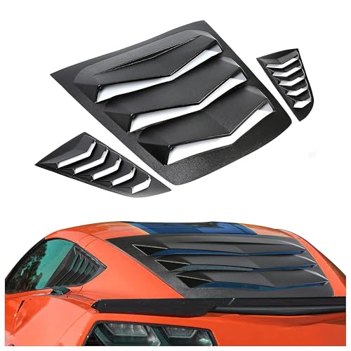 KUAFU Rear + Side Window Louvers Compatible with 2014-2019 Corvette C7 Stingray Grand Sport Z06 Z51 ZR1 Windshield Sun Shade Cover Plastic(ABS) Black