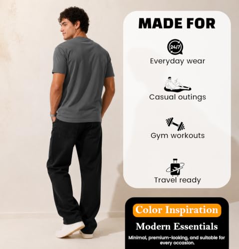Image of Sleepynuts Men's Everyday Wear Crew Neck Regular Fit T-Shirt | Half Sleeve Solid Plain Casual T-Shirt for Men | Soft Breathable Fabric |