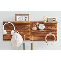 socalsunny Wood Pegboard Combination Wall Organizer Kit, Wooden Display Pegboard Panel Kits for Bedroom, Study, Office, Bathroom, 2 Pieces Pegboards and 15 Accessories