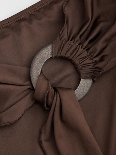 CIDER Maxi Skirt Ruffle Hem Solid Mid Waist Ruched Elegant Casual Skirt Boho Vacation Skirt3