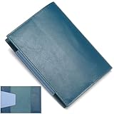 [HAKATA NO MORI LEATHER] ブックカバー 文庫本サイズ 本革/アクセス簡単 栞 革 A6 文庫 レザー 手帳カバー ノートカバー（ピーコックブルー）
