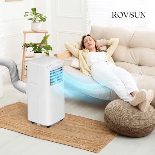Image of ROVSUN WiFi Enabled Smart 8000 BTU Portable Air Conditioner with Remote & APP Control, 3-in-1 Cooler, Dehumidifier & Fan, Powerful Room Mobile AC Unit with Rolling Wheels & Easy Installation Kit