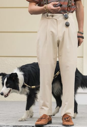 Mens Cotton Suit Pants Classic Gurkha Pants Formal Business Stretch Dress Pants Slim Fit Pants2