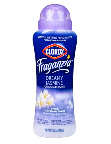 Image of Clorox Fraganzia Laundry Scent Booster Crystals, In-Wash Fragrance Beads for Fresh-Smelling Clothes & Linens, Safe for All Fabrics & Colors, Easy-Pour Bottle, Dreamy Jasmine Scent, 18 Oz, 2 Pack