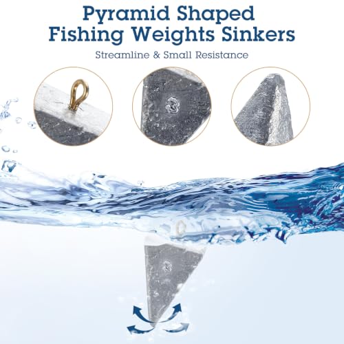 Zhanmai Fishing Weights Sinker Kit Rig Pyramid Fishing Sinker Catfish for Freshwater Saltwater Bass Casting Surf Tackle Assortment in 1, 2, 3, 4, 6 oz(1,3,4,6 oz,42 Pcs) by Zhanmai - Image 5