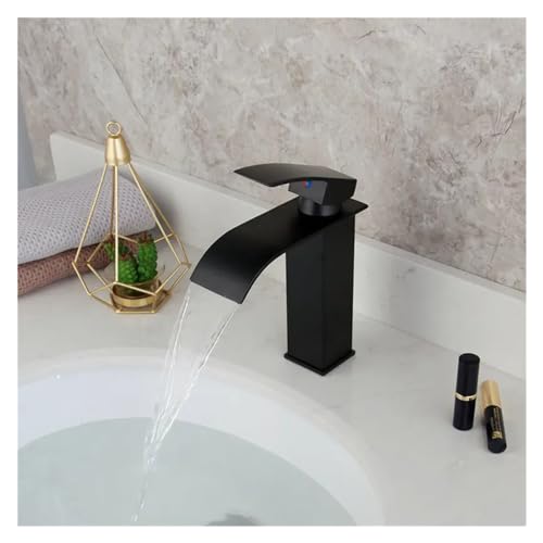 Robinet cascade noir mat en laiton massif pour évier chic