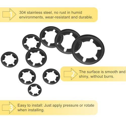 QUARKZMAN 40Stk Innenverzahnte Stern Schloss Unterlegscheiben Set M14 M16 Aufschiebbare Sicherungsscheibe Klemmen Schnellverschluss 304 Edelstahl Druckmuttern