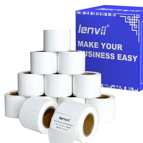 LENVII 32x19mm ���M���x���b�ϐ��E�ϖ��E�h�j��E���ϔM�b12���Z�b�g�i350��/���j�b�o�[�R�[�h&�A�h���X���x���v�����^�Ή������S�����M���[�������S�����V�[���I�t�B�X�p�w�K��������������o�[�R�[�h�b���������