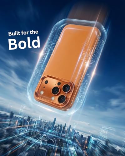 Image of SkynUp Linea Premium Leather Back Cover Case for iPhone 17 Pro Max | MagSafe Compatible | Orange
