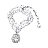 Kopfbedeckungen für Haustiere Perlenkette Hundehalsband Hundehalskette Metall kubanisches Glied für mittelgroße große Hunde Haustiere strapazierfähig kaufest Verschiedene Längenoptionen (Silver,M)