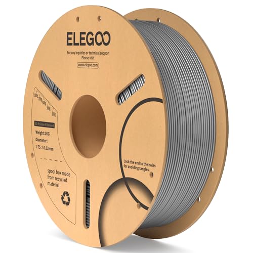 ELEGOO PLA Filament 1.75mm Space Grey 1KG, 3D Filament Dimensional Accuracy +/- 0.02mm, 1kg Cardboard Spool(2.2lbs) 3D Printing Filament Fits for Most FDM 3D Printers