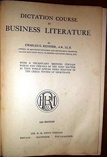Dictation Course in Business Literature B002WWKPNQ Book Cover
