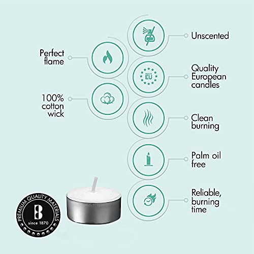 Bolsius Tea Lights Candles - Bulk Pack Of White Unscented Candle Lights With 6 Hour Burning Time - Tea Candles For Wedding, Home, Parties, And Special Occasions (Pack Of 100) #TOP2