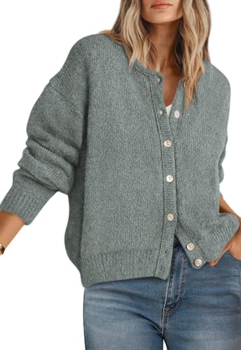 Image of PRETTYGARDEN Long Sleeve Crewneck Button Down Womens Sweaters Fall Open Front Chunky Cardigan Sweaters for Women 2026
