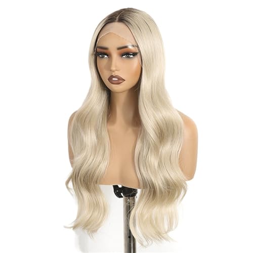 Perruque blonde platine ombrée ondulée : la solution volume et frange - 3