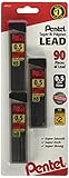 Pentel Super Hi-Polymer Lead Refills, 0.5 mm, 90 Pieces (C25BPHB3-K6)