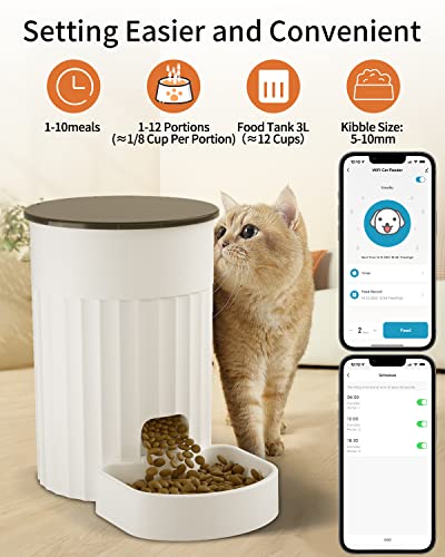 Papifeed Automatic Cat Feeder With App Control: 2.4Ghz Wifi Pet Smart Dry Food Dispenser With Portion Control Timed Auto Pet Feeder For Cats Rabbits & Small Dogs Up To 10 Meals Per Day(1-12 Portions) #TOP1