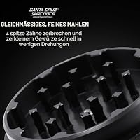 Santa Cruz Shredder Kräutermühle, 3-teilig, mittelgroß, 5,4 cm, hervorragender Griff und Aluminium, Schwarz – Ansicht 3