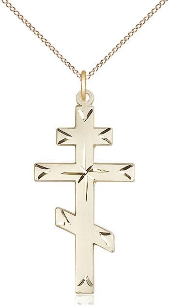 14kt Gold Filled Cross Pendant on a 20 inch Gold Filled Light Curb Chain.