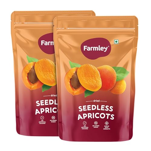 Image of Farmley Premium Turkish Dried Apricots | 400 g | Exotics Dry Fruits, Seedless Apricots, Khumani (Pack of 2)