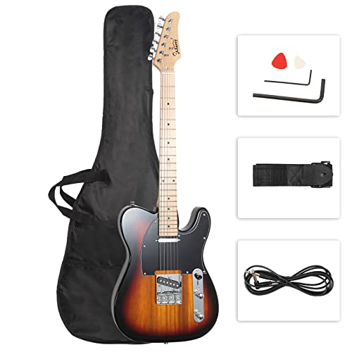 GLARRY 39" GTL Electric Guitar for Music Lover, SS Pickups Maple Fingerboard with Accessories Pack Guitar Bag (Sunset)