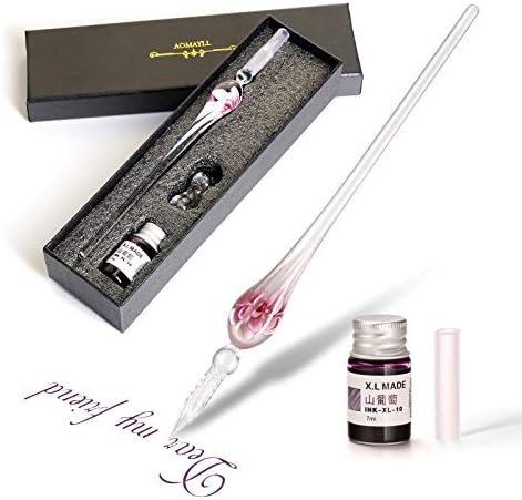 Glass Dip Pen Set,Calligraphy Pen,Crystal Signature Pen for Art, Writing, Signatures -Decoration and Business Gift