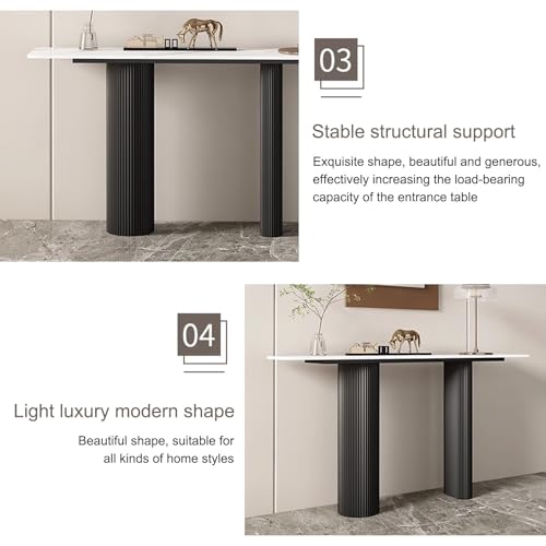 Consola moderna estrecha y mesa auxiliar compacta negra de 100 cm 8