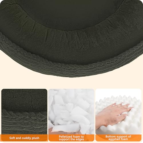HMTOPE Hundebett Mittelgroße Hunde, Katzenbett Waschbar, Kuscheliges Hundekissen, Rund Cord Hundekorb, Donut, Hundesofa, Abnehmbar und rutschfest, Ø 70 cm, Olivgrün