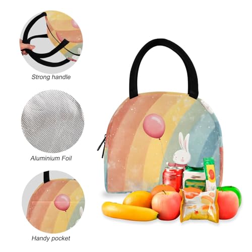 Cute Bunny Print Backpack Set with Lunch Bag, Large Capacity Travel Backpacks and Lunch Box Insulated for Commute Hiking Picnic4