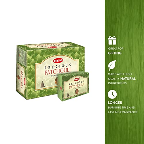 HEM Precious Patchouli Incense Cones | Long Lasting Aroma for Positivity & Pure Air | Aromatherapy Incense for Stress Relief, Air Purifier & Cleansing | Gift Set - Pack of 120 Cones