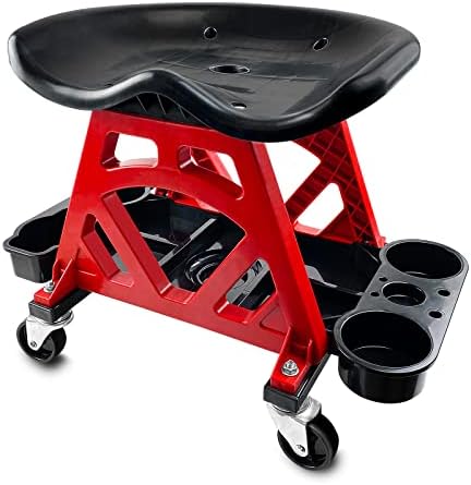 ROBLOCK Durable Mechanic Stool Chair With Wheels, Heavy Duty Garage Shop Rolling Seat, Car Detailing Creeper With Tool Tray for Workshop, Auto Repair Shop and Home
