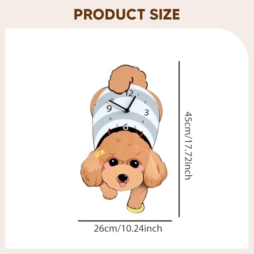 Horloge murale mignonne chien silencieuse jaune pour bureau - 4