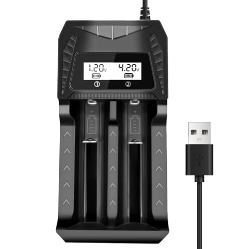 18650 Battery Charger, WAVYPO 2 Bays Smart Universal Charger with LCD Display for Rechargeable Batteries 21700 Li-ion LiFePO4 IMR AA AAA Ni-MH Ni-Cd - image 1