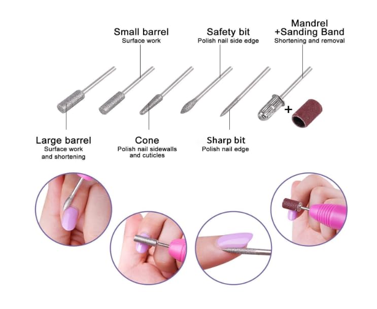 Nail Art Drill KIT, Professional Finger Toe Nail Care Electric Nail Polishing Machine Manicure Kit Nail art Under Professionals for salon and home use only. - Image 6