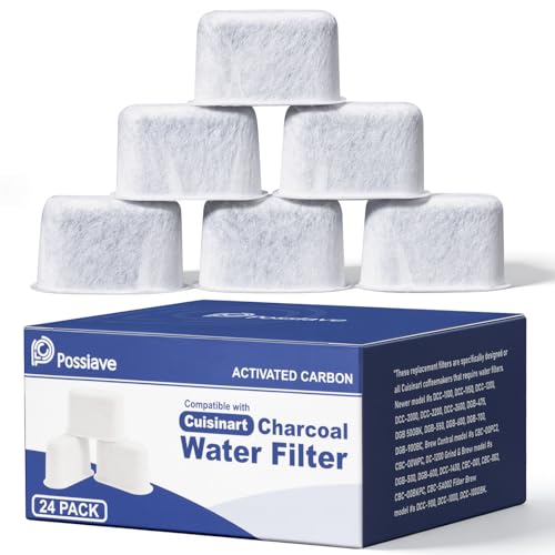 Possiave Replacement Charcoal Water Filters -Removes Chlorine, odors, and others impurities from Water -Better Tasting Coffee-for Cuisinart Coffee Machines- Set of 24 pack