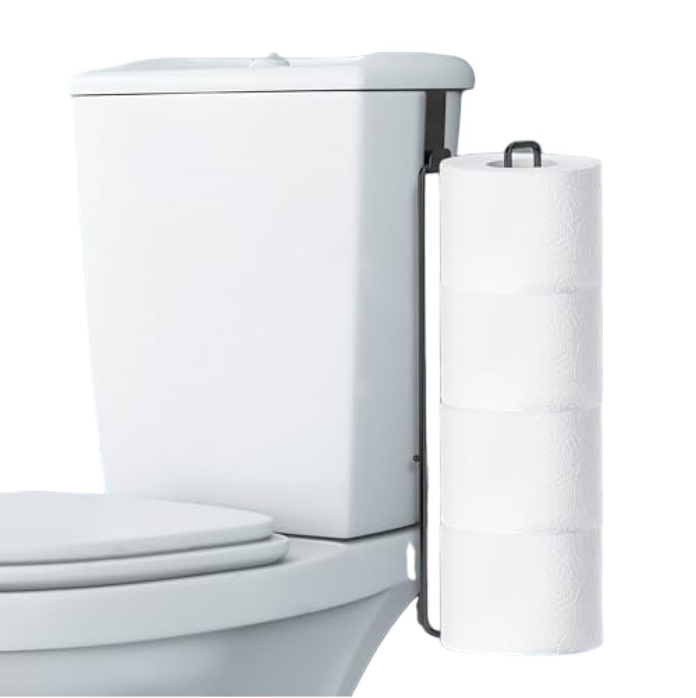 Black Toilet Paper Holder for 4 Rolls - Over the Tank or Wall Mounted Stainless Steel Bathroom Organizer with Storage, Décorations d'été
