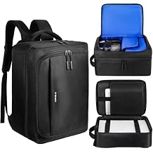 LEFORZ Gaming Travel Backpack Compatible with PS5/PS5 Pro/PS5 Slim/PS4,Protective Carrying Case Storage Bag Compatible with PlayStation5 Console,Controllers,Monitor,15.6Laptop,Accessories