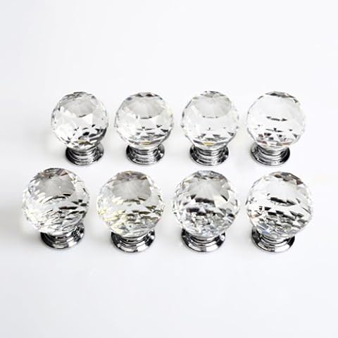 Revesun 6PCS/LOT Diameter 30mm Crystal Glass Door Knobs Cabinet Pulls Cupboard Handles Drawer Knobs Wardrobe Home Hardware Cover