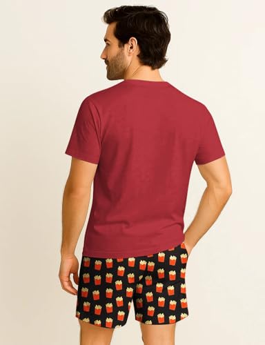 Image of Yoimira Mens Soft Pajama Set Short /Long Sleeve 2 Piece PJs with Pockets | Men's short /long sleeve pajama set, soft 2 piece PJs with pockets for sleepwear, loungewear, relaxing at home and nightwear