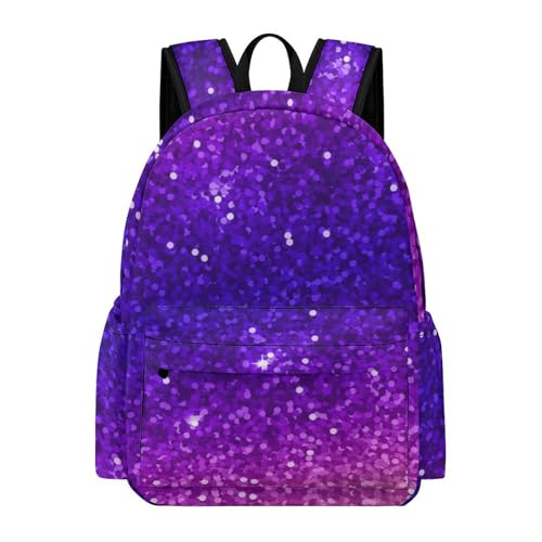 Business Laptop Backpack Travel Rucksack Daypack For Work Men Women Beautiful Purple Bling Glitter Sparkles Pattern Backpack For Camping Outdoor