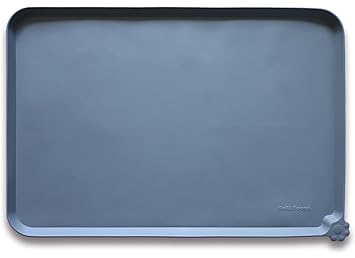 Hoki Found Large Silicone Pet Food Mats Tray - Non Slip Pet Dog Cat Bowl Mats Placemat - Dog Pet Cat Feeding Mat - Waterproof Dog Cat Food Mats -Pet Water Mats for Carpet -Gray