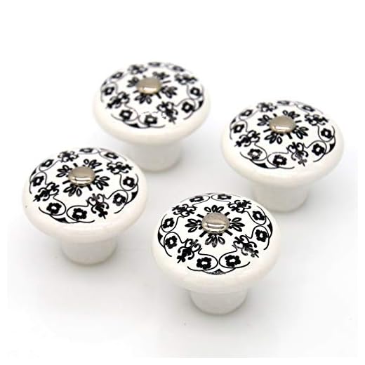 LXZ 4 PCs Vintage Style Round Ceramic Knobs Handles Pulls for Cabinet Drawer Door