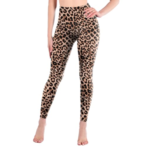 Sanpetix Hohe Taille weiche Leggings Damen, Frauen Dehnbare Hose für Damen, Fitnessstudio Leopard SM