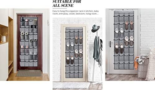 28 Pockets Over The Door Shoe Organizers Hanging Shoe Rack Holder Organizer Shoe Storage Closet For Men Sneakers,Women High Heeled Shoes,Flip Flops Entryway Bedroom Bathroom Pantry, Gray #TOP2
