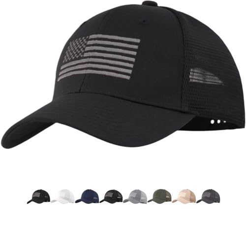 Image of American Flag Trucker Cap, Regular & XL-3XL, Big Head Snapback Patriotic Baseball Hat (Up to Size 8)