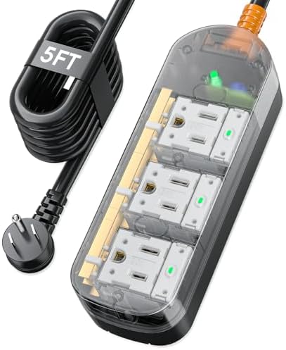 25FT Outdoor Power Strip - Weatherproof Extension Cord With 3 Outlets & Surge Protection